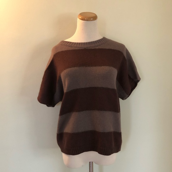 Peserico Tricot Brown Striped Wool Sweater Sz: 44 - Picture 3 of 7